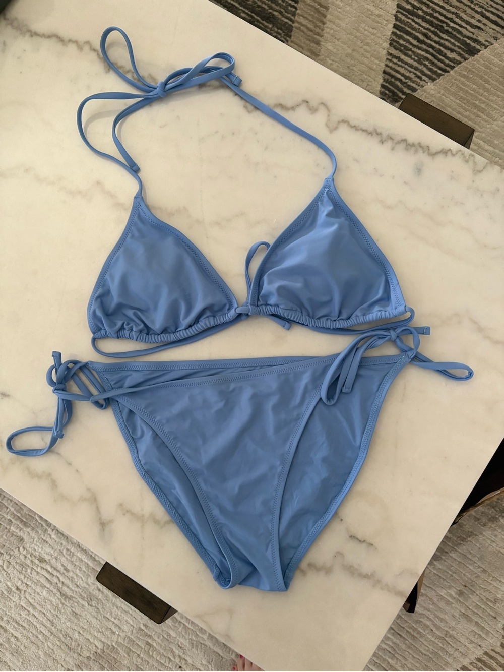 Classic Blue Triangle String Bikini - girlfriend collective